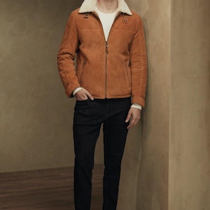Shearling coat men sheepskin jacket real genuine shearling sheepskin jacket for men luxury shearling jacket