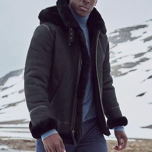 Shearling coat men sheepskin jacket real genuine shearling sheepskin jacket for men luxury shearling jacket