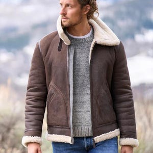 Shearling coat men sheepskin jacket real genuine shearling sheepskin jacket for men luxury shearling jacket