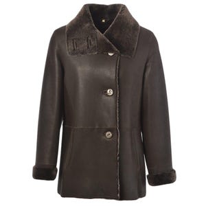 Shearling coat women  sheepskin  real genuine shearling sheepskin Coat  for women Brown   luxury shearling coat