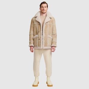 Shearling coat men sheepskin jacket real genuine shearling sheepskin jacket for men luxury shearling jacket