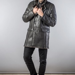 Shearling coat men sheepskin jacket real genuine shearling sheepskin jacket for men luxury shearling jacket