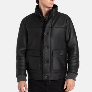 Shearling coat men sheepskin jacket real genuine shearling sheepskin jacket for men luxury shearling jacket