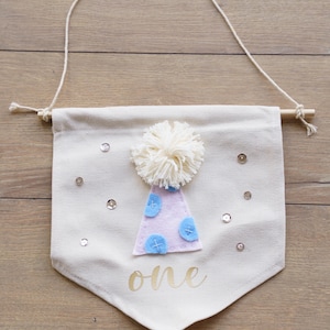 Custom Name Embroidery Wall Hanging Banner, Hand Embroidered Linen Flag, Newborn/Kids Room Decor, Name