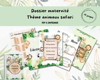 Safari Maternity File Cover Pages – Printable Pregnancy Planner – Pregnancy Organization – Maternity File PDF – Safari Theme