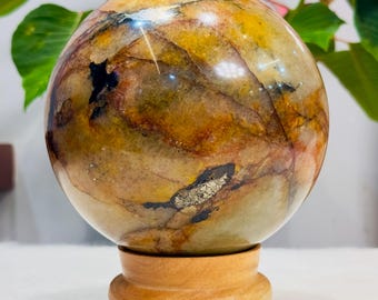 160 mm Lion’s Gate Quartz Sphere-Golden Healer & Pyrite Combination Crystal Ball-Meditation Space Decor-Christmas Gift