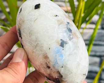 4.7” Natural Rainbow Moonstone Crystal Shiva Lingam-Flashy Shiva Lingam-Shivling-Home Decor-Christmas Gift