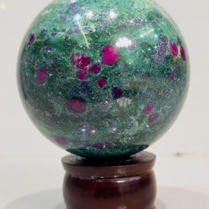97 MM Ruby Fuchsite Sphere-Ruby In Fuchsite Orb-Gemstone Sphere-Healing Sphere-Display Case Decor