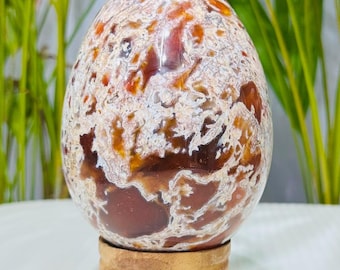 135 MM Natural Carnelian Crystal Egg-Hand Carved Egg Stone-Meditation-Healing Decor Egg