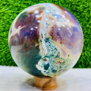 185 MM Large Ocean Jasper High Quality Sphere Ball/ Ocean jasper Crystal Ball/Chalcedony Quartz Sphere/ Home Decor Stone/ Stone For Healing