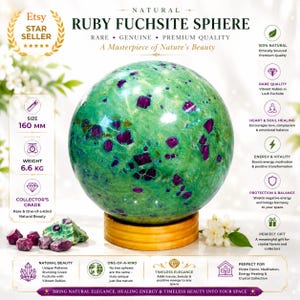 160 mm Rare Ruby Fuchsite Sphere-Uv Reactive Ruby In Fuchsite-Gemstone Orb-Healing-Feng Shui Decor
