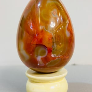 Huevo de cristal de cornalina de 100 mm - Huevo pulido - Piedra curativa - Decoración - Regalo para el Día de la Madre - Decoración del hogar