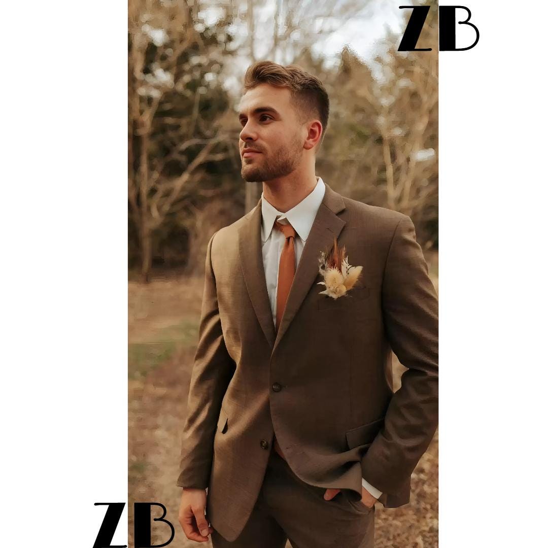 Earthy Brown Men’s Wedding Suit | Rustic Groom Suit | Autumn Brown ...