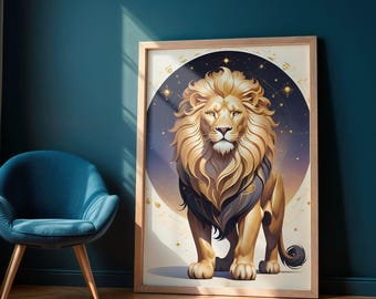 Golden Leo Zodiac Print | Modern Astrology Wall Art (Digital Download)