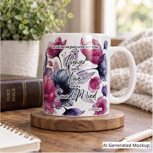 Christian Mug Women Bible Verse Faith Coffee Gift Her Inspirational Cup Scripture Floral Ceramic Holder Power Love Mind Encouragement
