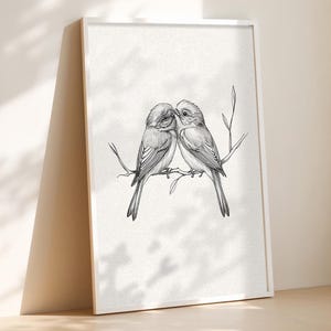 Vintage Sparrow Line Art Print: Minimalist Farmhouse Wall Decor (Digital Download