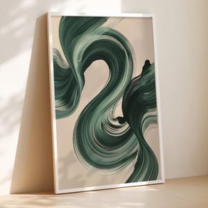 Green Mid Century Modern Print: Sage Abstract Minimalist Scandi Wall Art Digital Download
