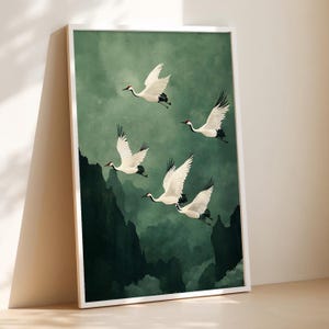 Japanese Crane Print: Asian Bird Wall Art, Japandi Decor (Digital Download)