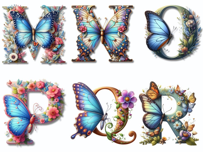 Alphabet PNG Clipart, Boho Butterfly Clipart Png, Garden Wildflower ...