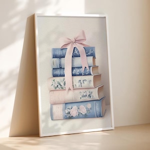 Neutral Book Stack Print: Minimalist Reading Nook Art (Digital Download)