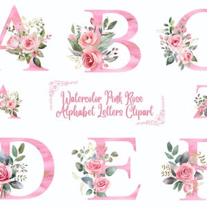 Pink Alphabet Clipart: Initials, Letters, Nursery Printables Digital Download