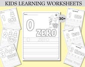 Kids Learning Worksheets, Number Tracing Printable | Preschool Math Activity, Trace and Color Pages Digital Download