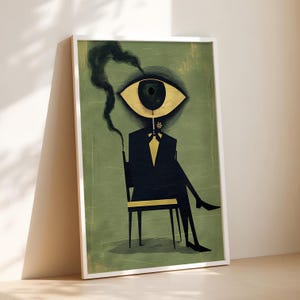 Surreal Gentleman Eye Art: Mid-Century Modern Retro Print (Digital Download