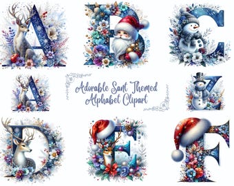 Christmas Clipart Alphabet, Festive Letters for Sublimation, Vintage Christmas Letters, Cute Xmas Letters Set, Christmas Letters Clipart
