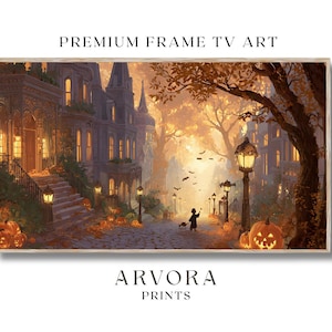Halloween Frame TV Art: Scary Village Autumn Scene (Digital Download)