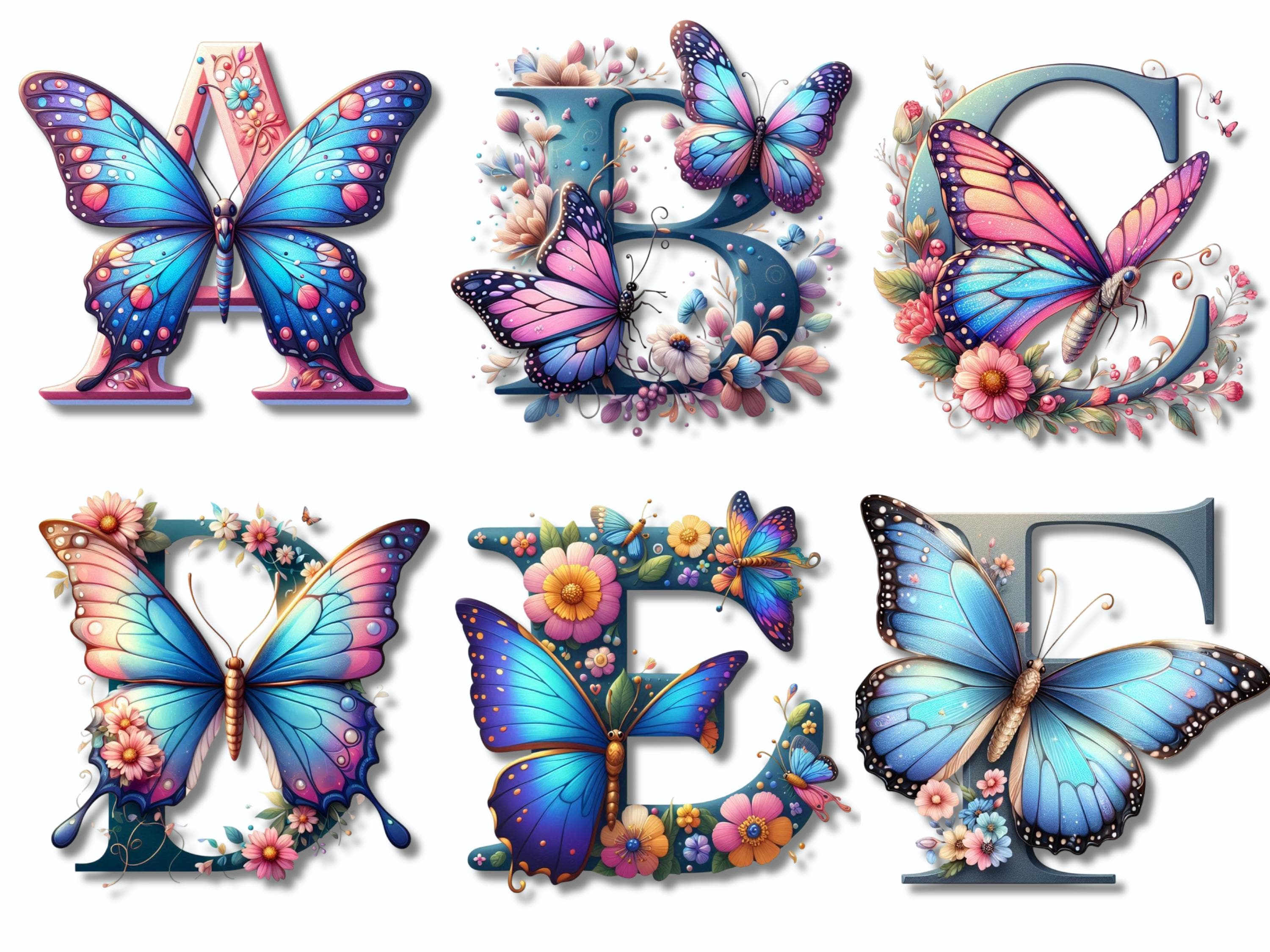 Alphabet PNG Clipart, Boho Butterfly Clipart Png, Garden Wildflower ...