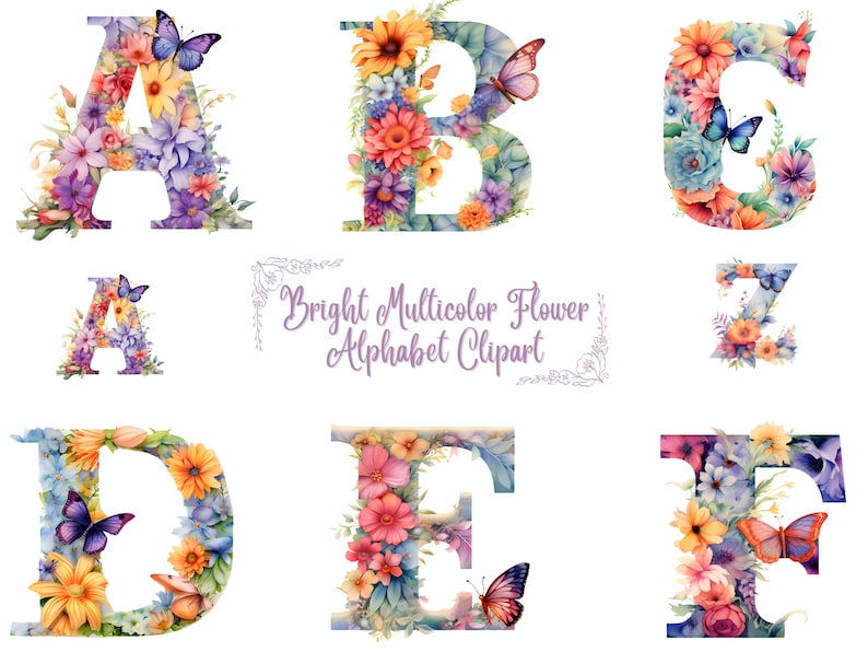 Alphabet Png Clipart, Butterfly Floral Alphabet, Wildflower Letter ...