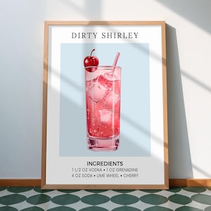 Dirty Shirley Cocktail Print: Retro Bar Cart Wall Art (Digital Download