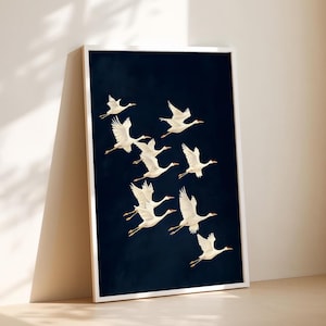 Japanese Crane Print: Minimalist Oriental Bird Art (Digital Download)