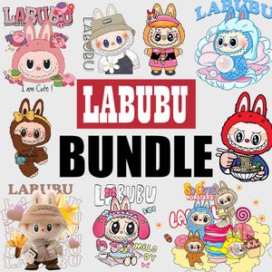 Labubu バンドル PNG、Labubu SVG、Labubu ステッカー PNG SVG、印刷ファイル、Labubu PNG、レーザーカット La bubu PNG、T シャツ昇華、キャラクターバンドル