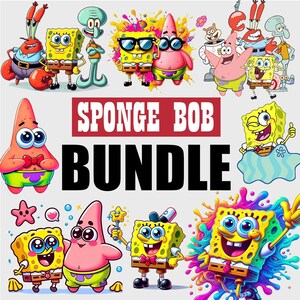 SpongeBob Bundle Svg | Spongebob Font Svg, Bob Cartoon Svg, Best Selling Cartoon face Spongebob PNG Bundle, Sponge Clipart, Instant Download