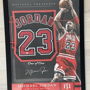 Michael Jordan Signed Framed Chicago Bulls Jersey W/COA Black Jersey Autographed
