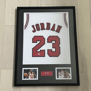 Michael Jordan Signed Jersey Framed Autographed W/ COA Chicago Bulls White