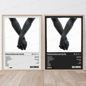 Poster di Bad Omens / Poster di Finding God Before God Finds Me / Poster musicale / Poster della copertina dell'album / Poster della tracklist / Bad Omens FHBGFM