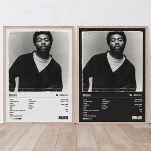 Poster di Khalid / Poster Sincere / Poster musicale / Poster della copertina dell'album / Poster della tracklist / Khalid