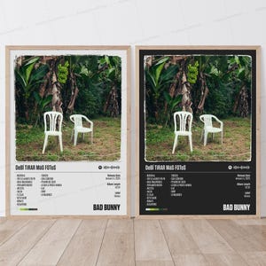 Poster di Bad Bunny / Poster di DeBÍ TiRAR MáS FOToS / Poster musicale / Poster della copertina dell'album / Poster della tracklist / Bad Bunny