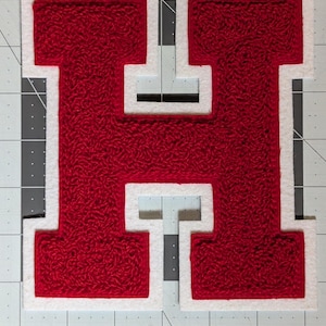 Chenille &quot;H&quot; Letterman Jacket Patch 6&quot; Red and White