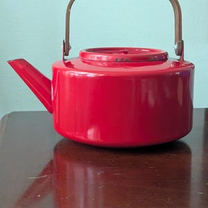 MCM Mid Century Vintage Red Enamelware (Copco Style) Teapot Kettle