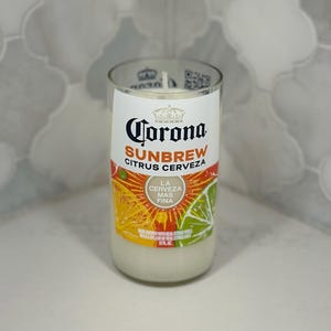 Corona Sunbrew - Handmade Recycled Beer Bottle Candle - White Tea Scent - Beer Bottle Size