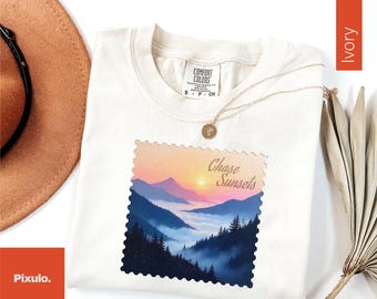 Forever Chasing Sunsets T-Shirt, Chase Sunsets Shirt, Mountains Landscape Shirt, Summer Beach Shirt, Summer Vacay Shirt, Chasing Sunsets Tee