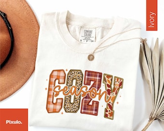 Comfort Colors® Cozy Season T-Shirt, Autumn Fall Shirt, Thanksgiving Shirt, Fall Vibes Pumpkin Shirt, Cute Fall Leaves Cozy Sweatshirt