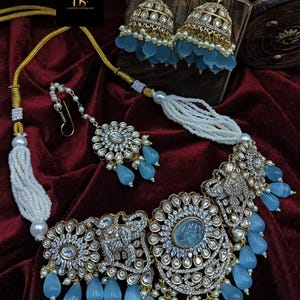 Uncut Polki Kundan Choker Set, bridal necklace, Indian wedding jewelry, Bridal necklace set, bollywood jewelry,