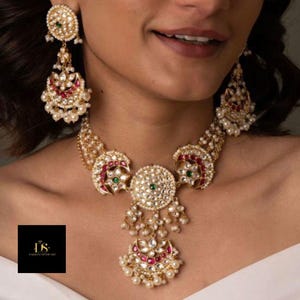 Jadau Pachi Kundan Choker Necklace Set | Indian Bridal Jewelry | Gold Plated Kundan Choker | Ethnic Wedding Set Bridal necklace,