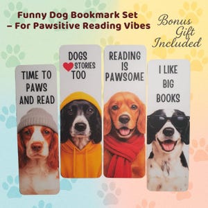 Funny Dog Bookmark Set of 4 – Cute Spaniel Bookmarks for Dog Lovers – Gift for Bookworms – Animal Bookmarks – Reading Accessories