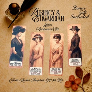 Vintage Woman Bookmark Set: Inspirational Quotes, Handmade in UK
