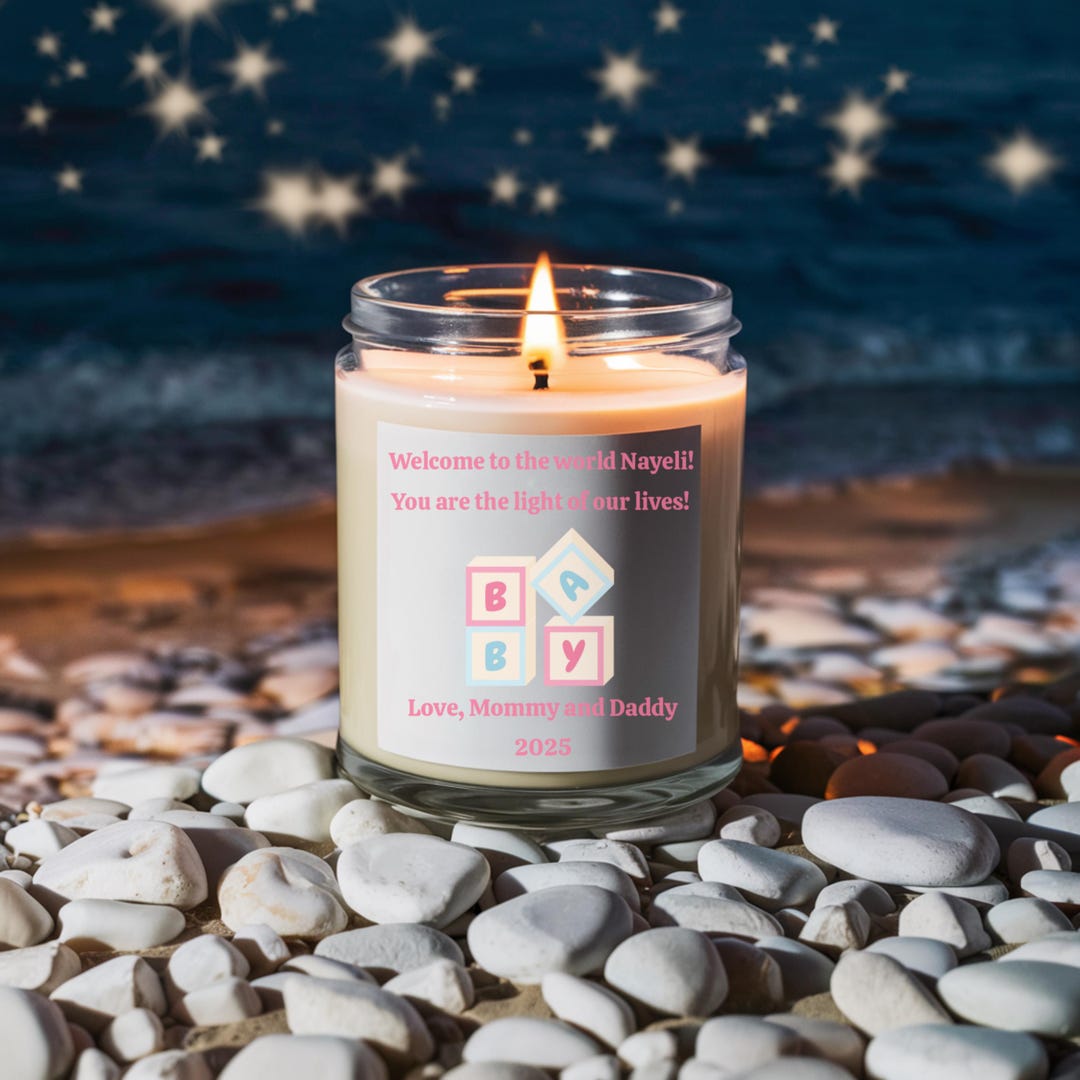 Personalized Baby Girl Soy Candle: Custom Baby Shower Keepsake - Etsy